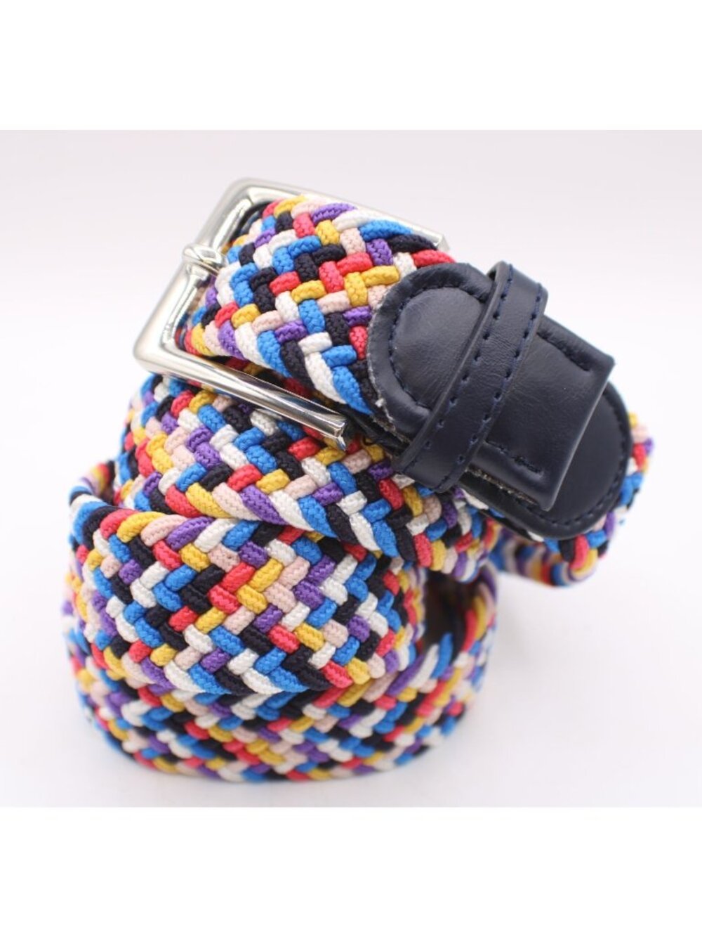 Bella Multicolor Braided Fabric Belt Woven Stretch Golf Unisex W16-18 M38-40